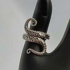Men's Silver Octopus Punk Style Ring